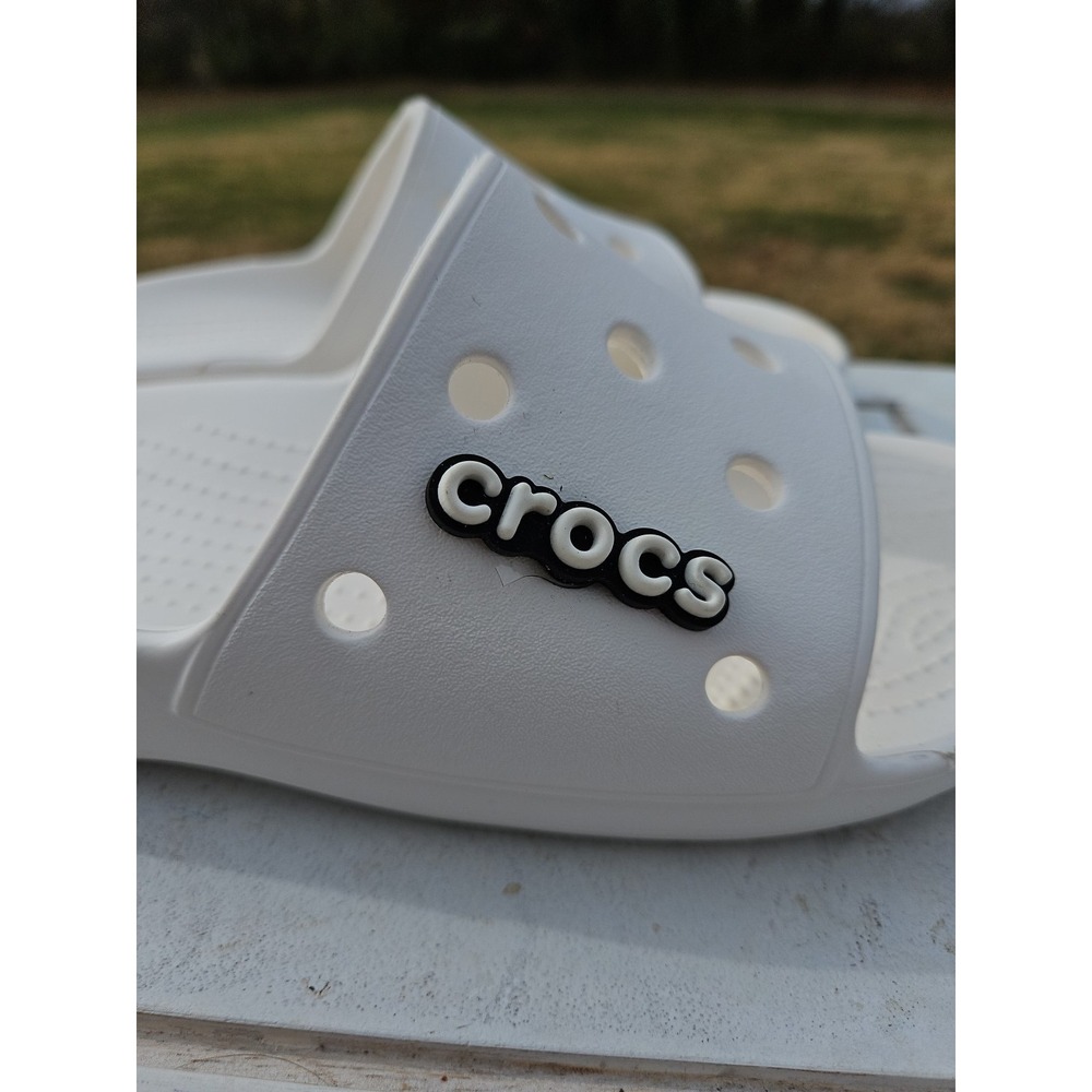 Crocs Unisex Classic One-Strap‎ Slide Sandals, White, Womens 10 Mens 8 - Picture 10 of 10